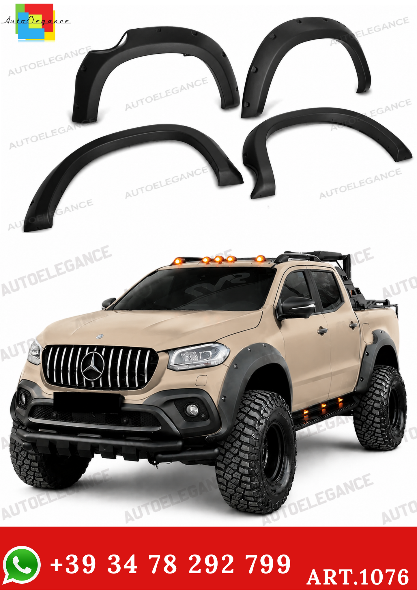 ART. 1076 PARAFANGHI MERCEDES CLASSE X W470 2017+ NERO OPACO