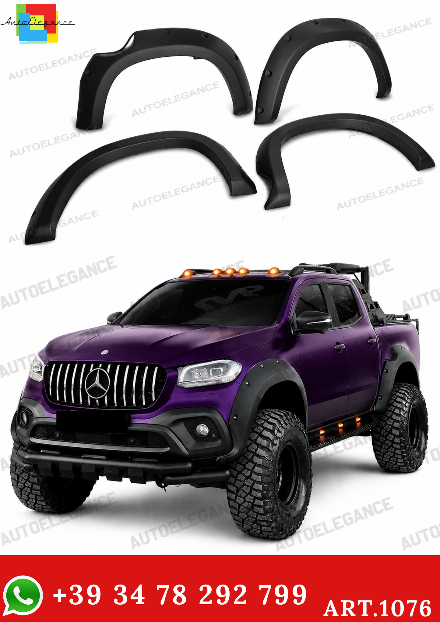ART. 1076 PARAFANGHI MERCEDES CLASSE X W470 2017+ NERO OPACO