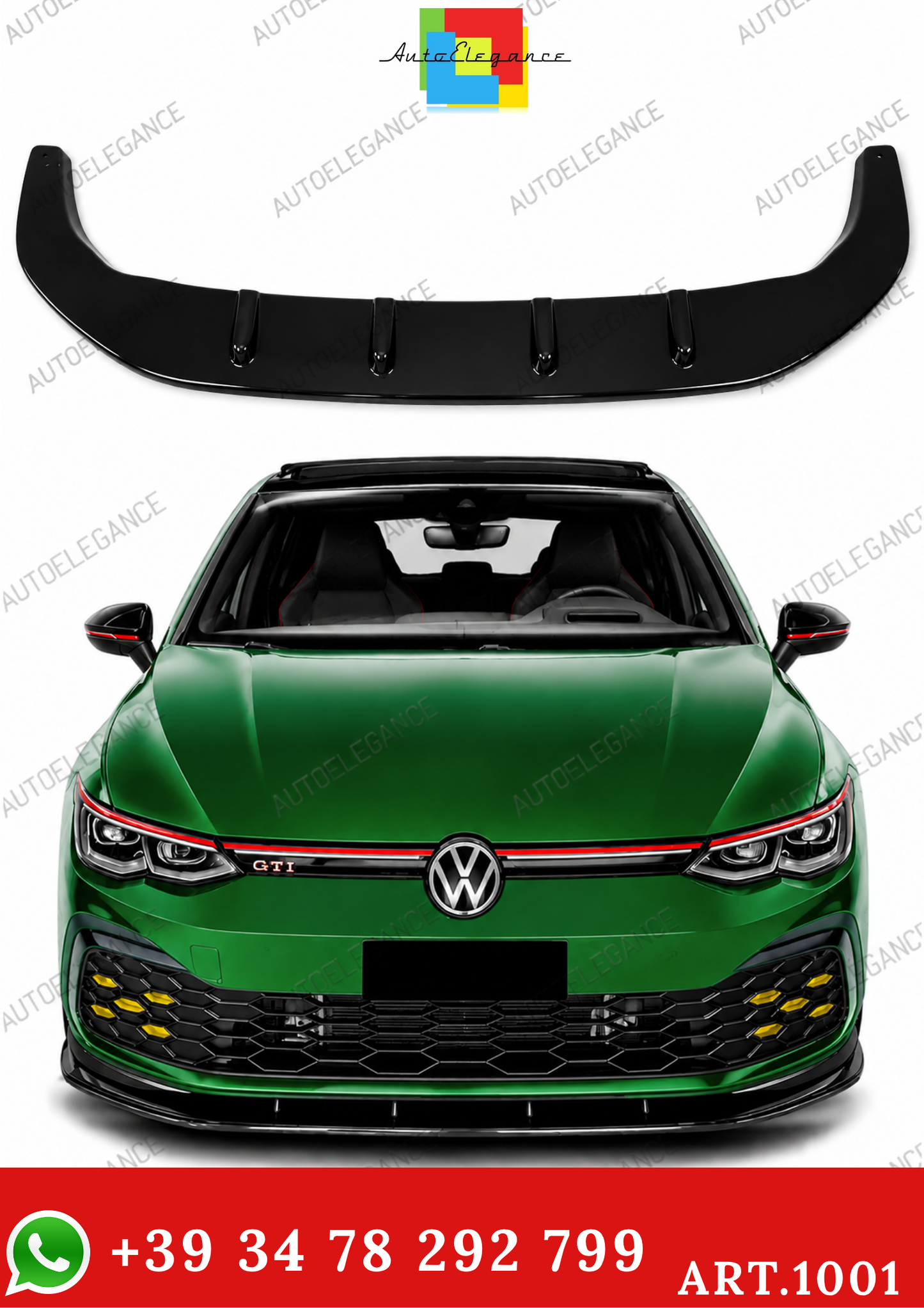 SPLITTER SUITABLE FOR VW GOLF 8 GTI GTD RLINE LOOK GLOSSY BLACK SPORTY DESIGN 