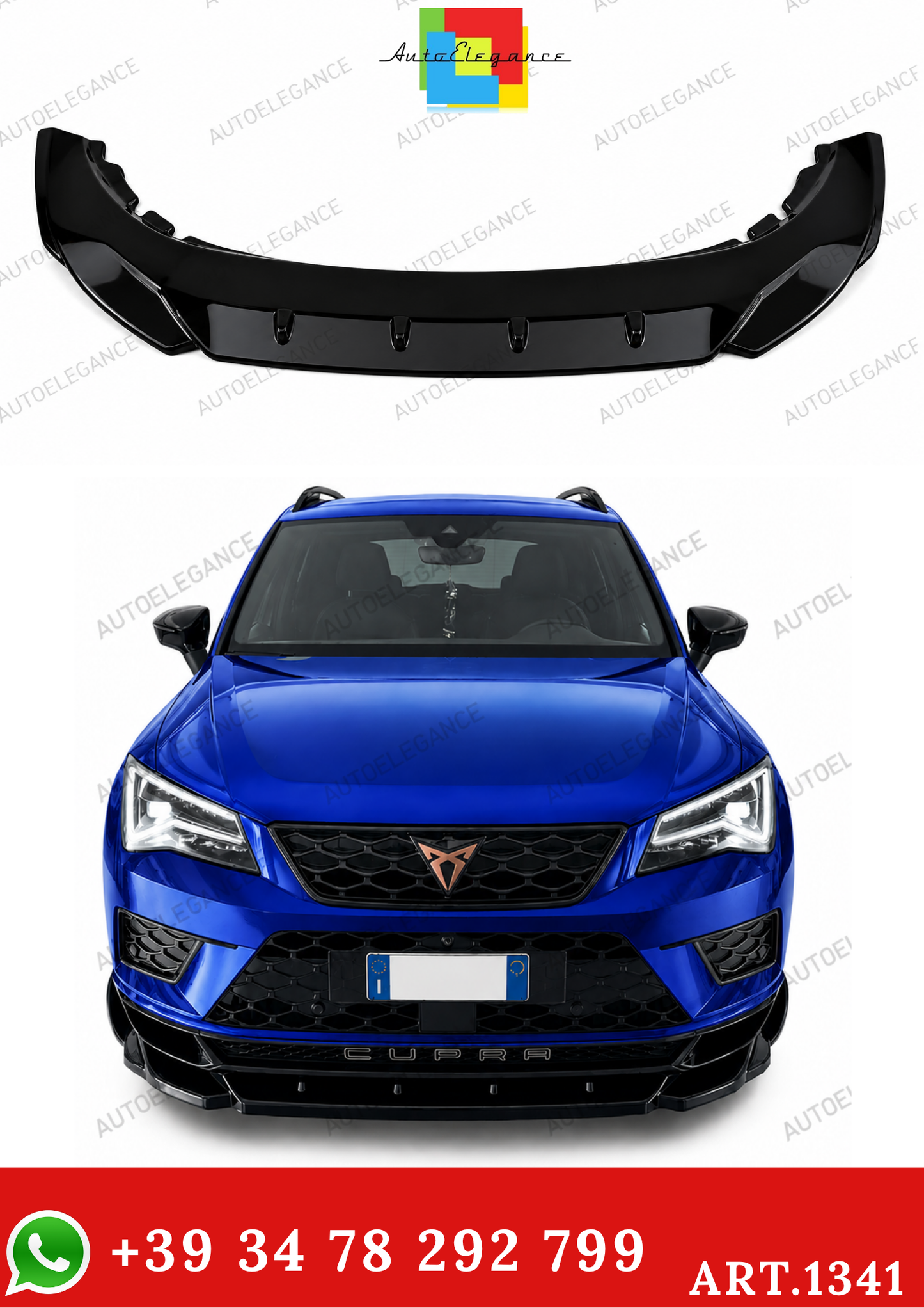 🔥1341 Gloss Black Front Splitter suitable for CUPRA Ateca 2018+🔥 