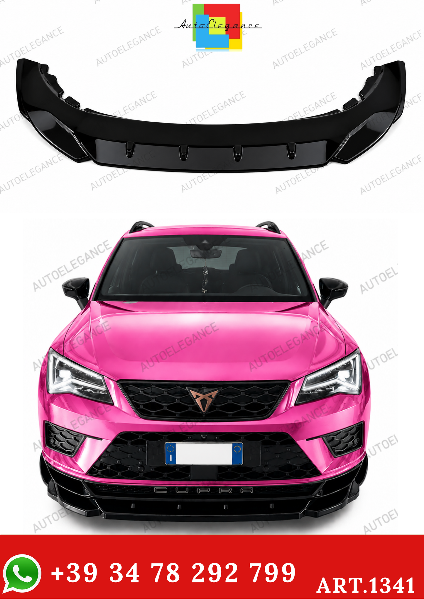 🔥1341 Gloss Black Front Splitter suitable for CUPRA Ateca 2018+🔥 