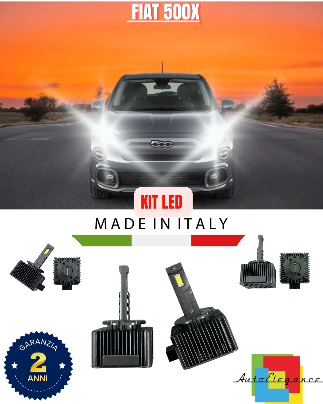 ❤️ LAMPADE ANABBAGLIANTI D5S KIT LED 6000K ADATTO PER   FIAT 500X❤️