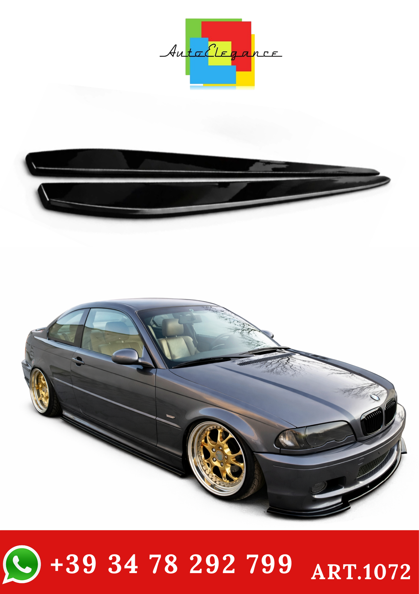 💫BMW SÉRIE 3 E46 COUPÉ LAME SOUS JUPES LATÉRALES ABS NOIR BRILLANT SPLITTER💫