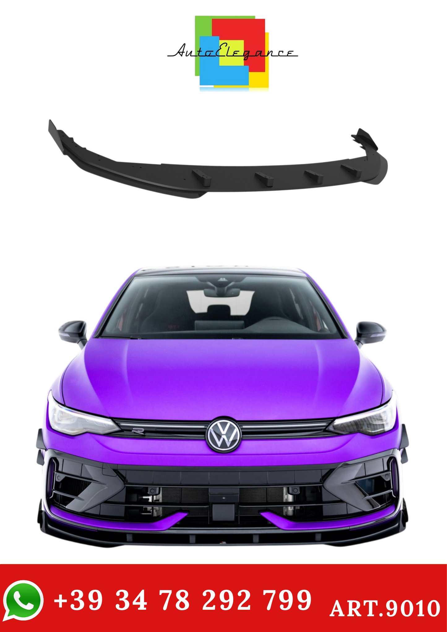💫ART.9010 Street Pro Splitter Anteriore + Flaps VW Golf R HB Mk8 Facelift💫