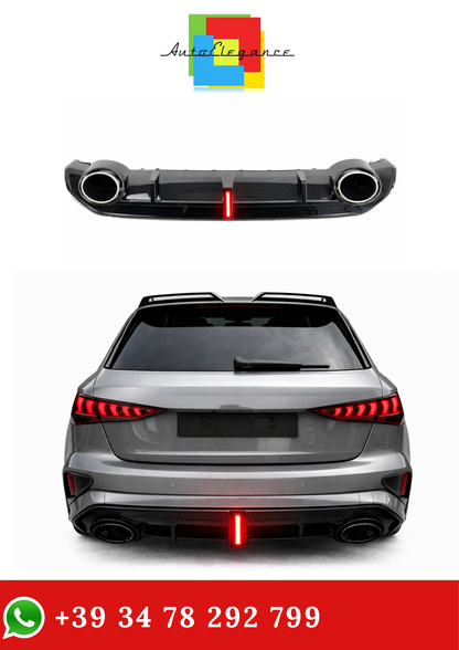 💫Diffusore Posteriore con LED per Audi A3 S-line RS3 2021-2024💫