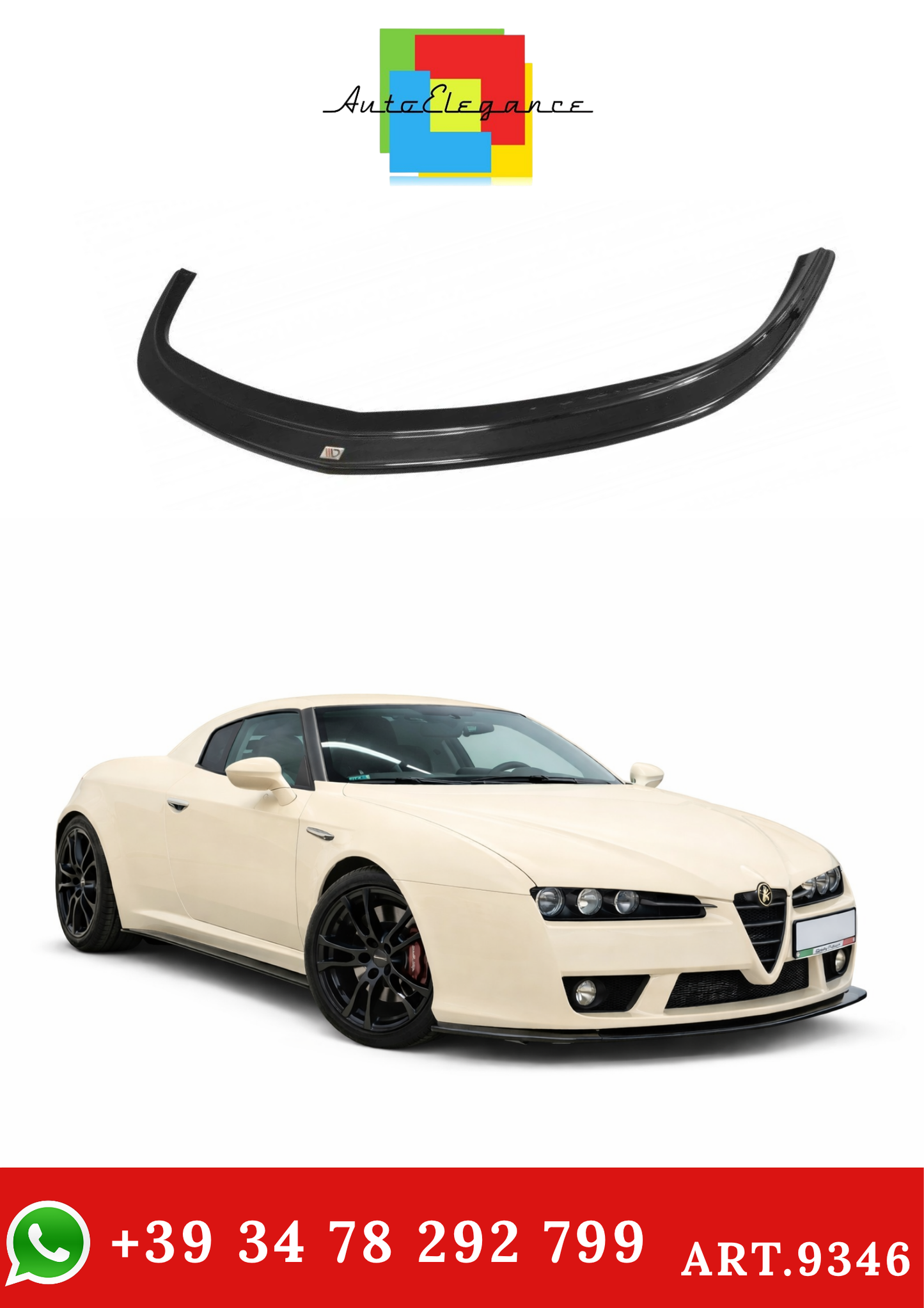 💫ART.9346 Splitter Anteriore Nero Lucido per Alfa Romeo Brera 05-10💫