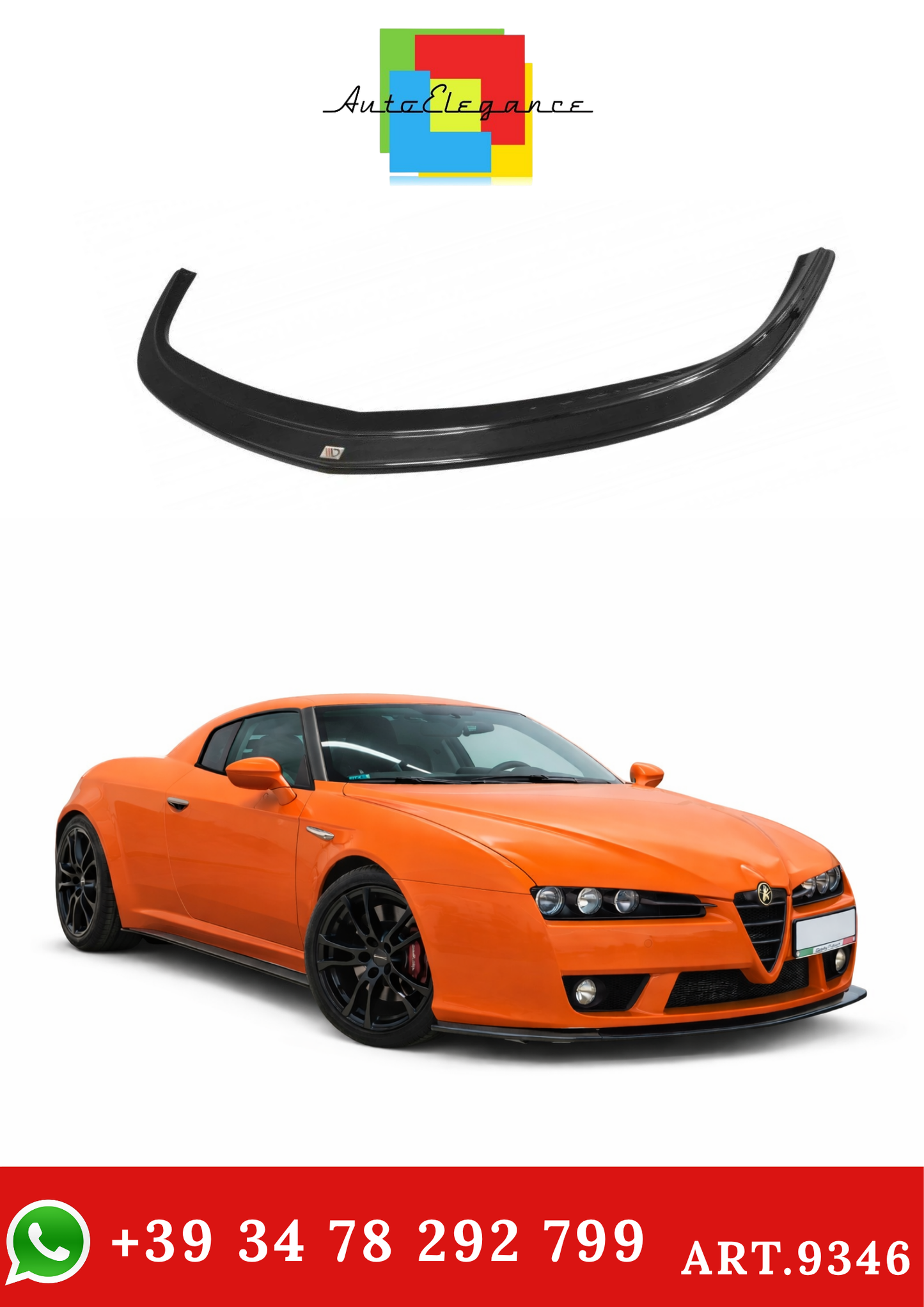 💫ART.9346 Splitter Anteriore Nero Lucido per Alfa Romeo Brera 05-10💫