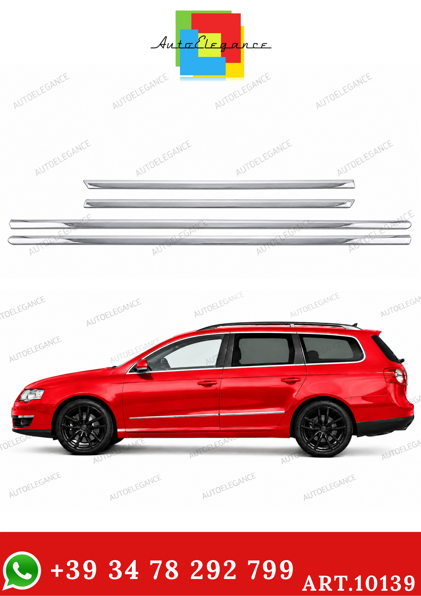 💫ART.10139 Cornici Finestrini Cromate, 4 pezzi, per VW Passat B6 3C 2005–2010💫