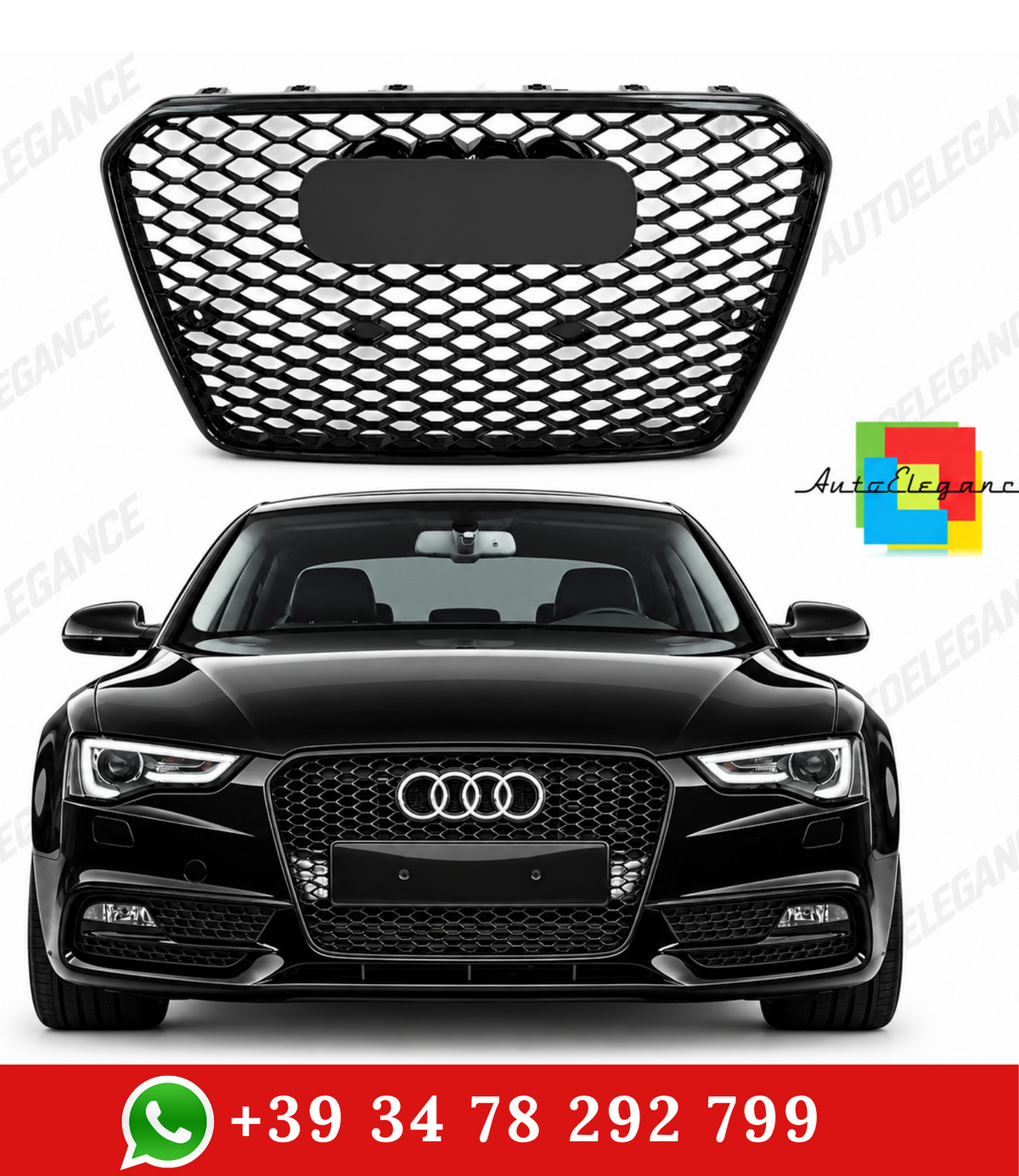👉Griglia stile RS5 per Audi A5 (8T) Coupé Sportback (2012-2016) Nero lucido👈