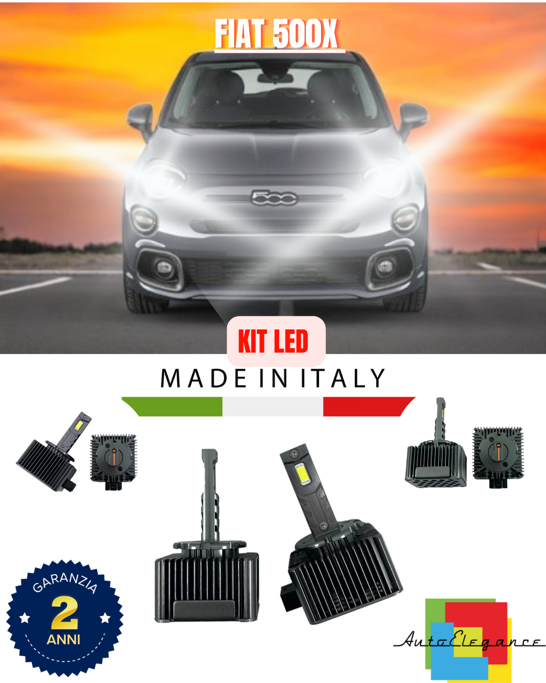 ❤️ LAMPADE ANABBAGLIANTI D5S KIT LED 6000K ADATTO PER FIAT 500X ❤️