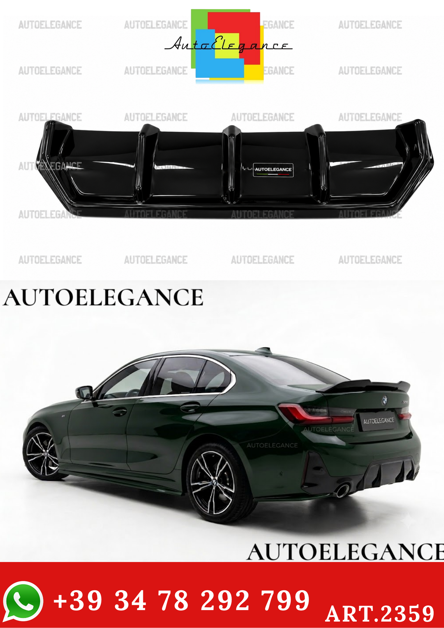 2359⭐Diffusore adatto per BMW Serie 3 M‑Pack G20/G21 Facelift (2022+)⭐