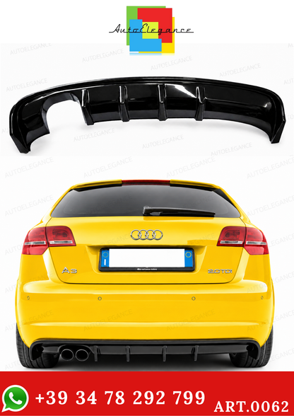 ART. 0062 DIFFUSORE AUDI A3 8P 2008-2012 3/5 PORTE LOOK RS3 NERO LUCIDO
