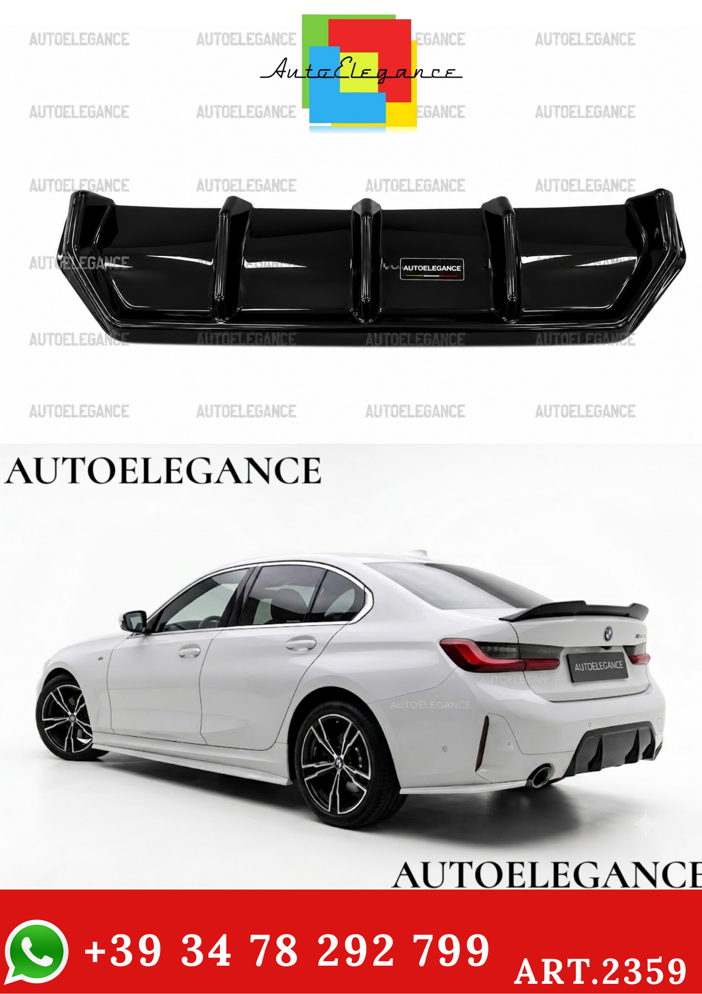 2359⭐Diffusore adatto per BMW Serie 3 M‑Pack G20/G21 Facelift (2022+)⭐