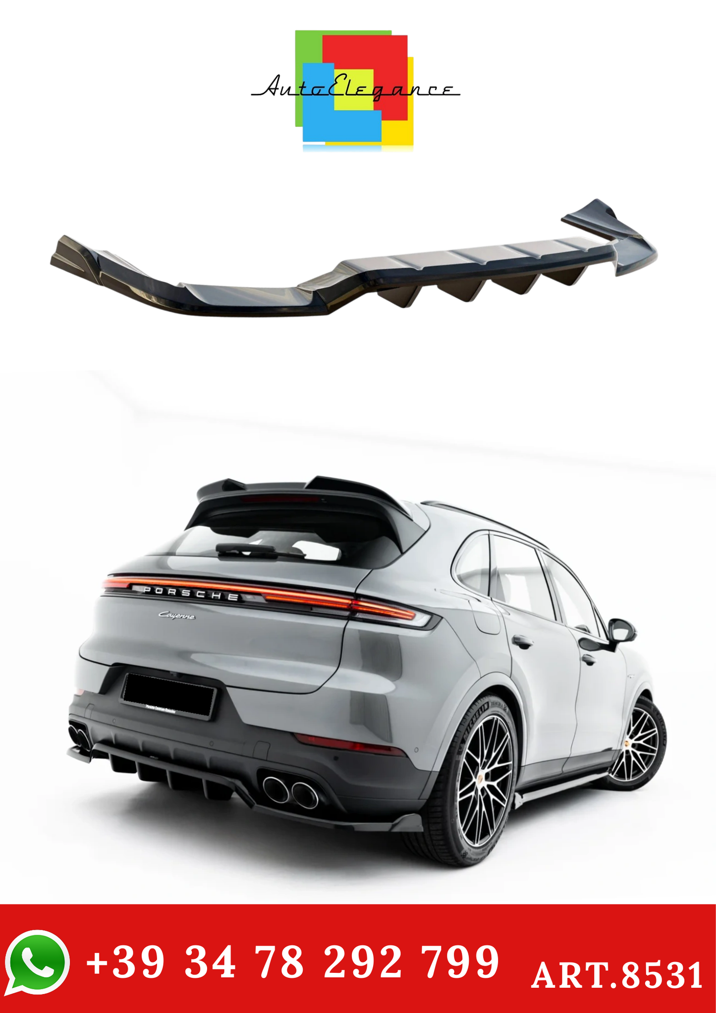 💫ART.8531 Splitter Posteriore (con barre verticali) Porsche Cayenne Mk3 Facelift💫