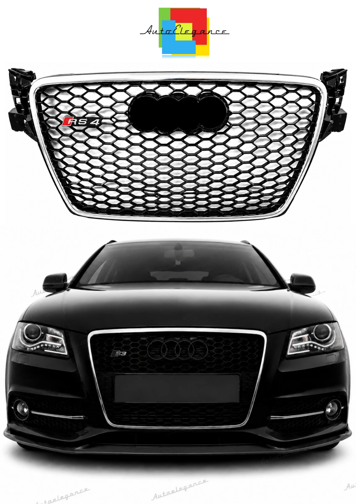 🔥ART.0614 GRIGLIA ADATTO PER AUDI A4 B8 2007-2011 LOOK RS4 BORDO CROMATO🔥