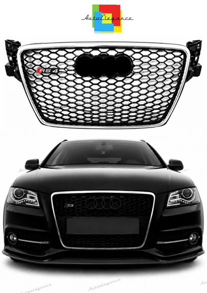 🔥ART.0614 GRIGLIA ADATTO PER AUDI A4 B8 2007-2011 LOOK RS4 BORDO CROMATO🔥