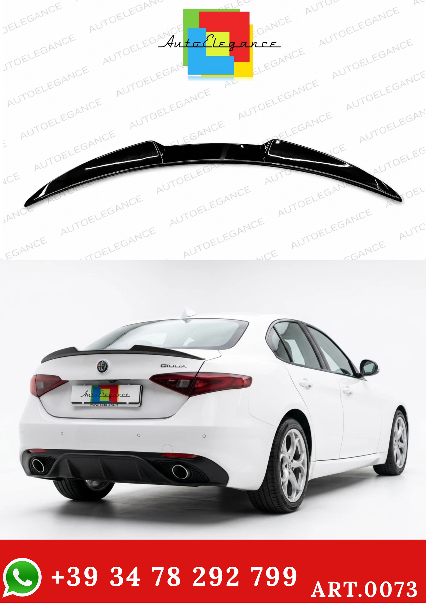 💎0073 SPOILER ADATTO PER ALFA ROMEO GIULIA 2015-2021  IN ABS NERO LUCIDO 💎
