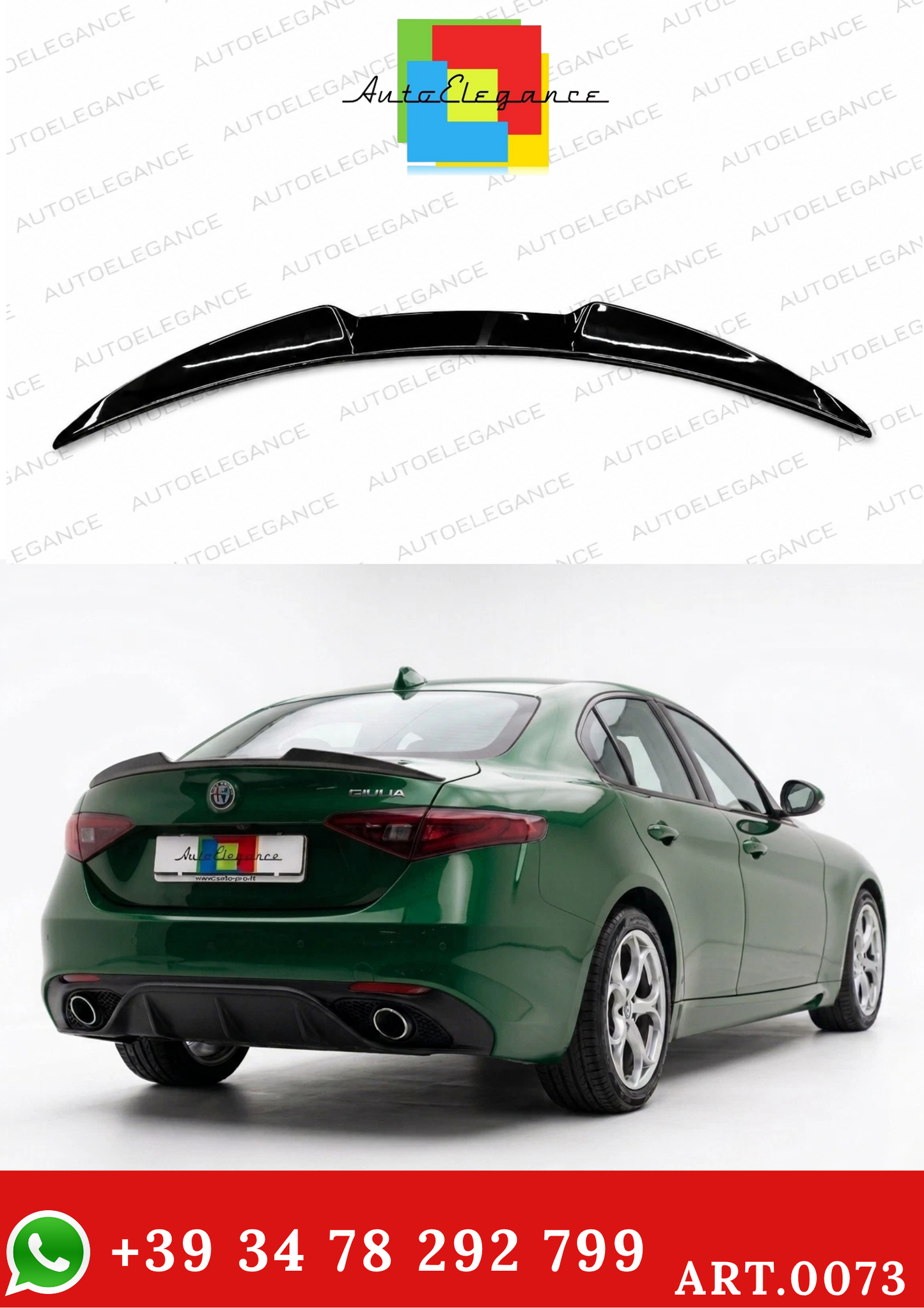 💎0073 SPOILER ADATTO PER ALFA ROMEO GIULIA 2015-2021  IN ABS NERO LUCIDO 💎