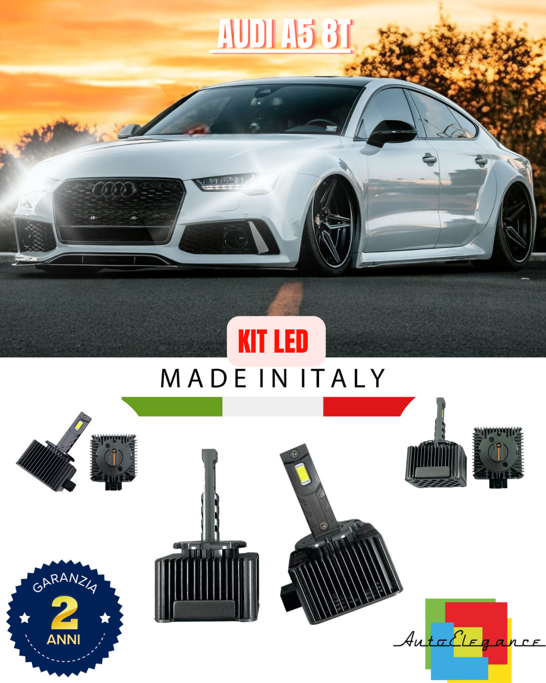 ❤️ LAMPADE ANABBAGLIANTI D3S KIT LED 6000K ADATTO PER   AUDI A5 8T❤️