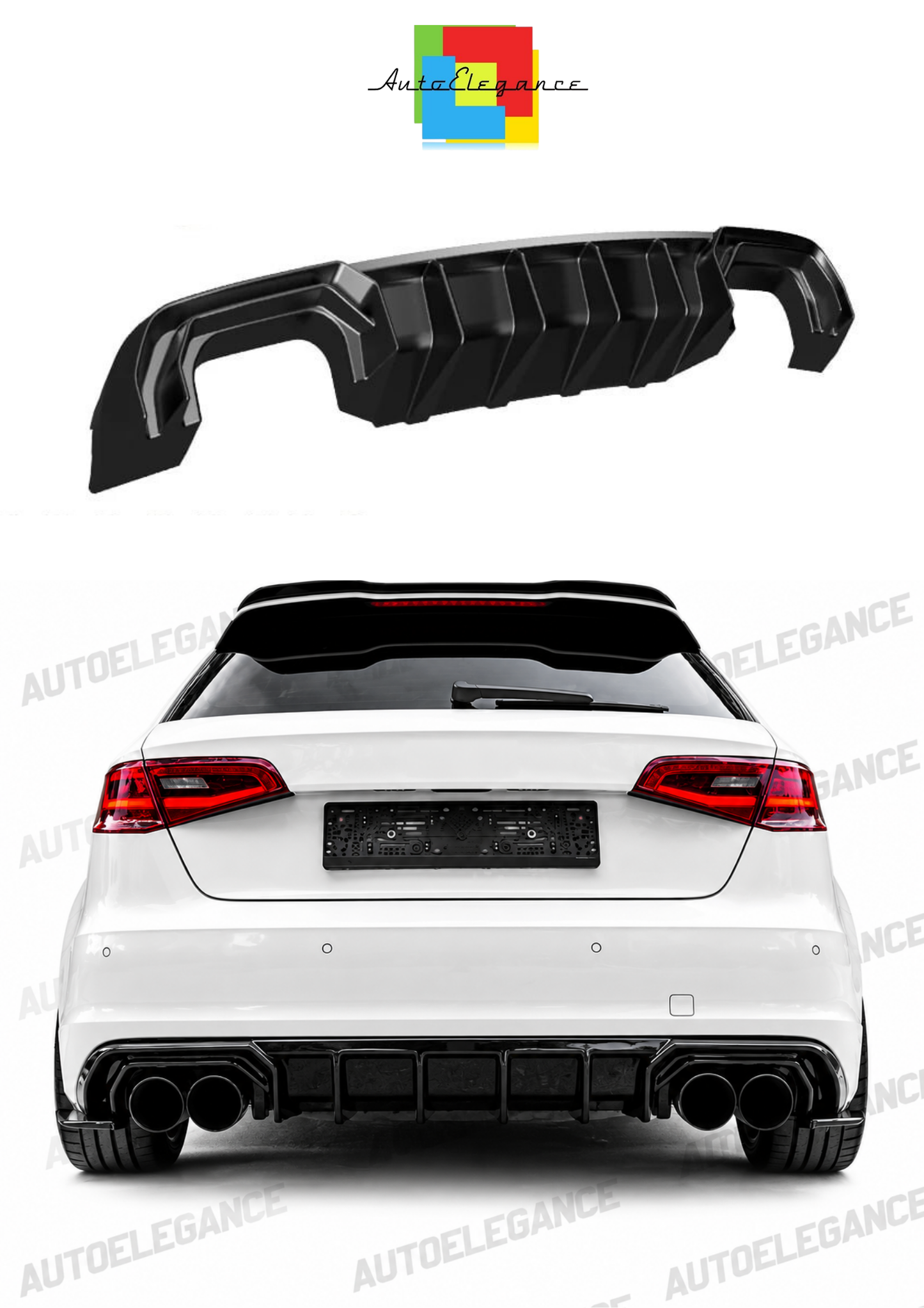 ART.2150 DIFFUSORE AUDI A3 8V 2012-2016 SLINE S3 NERO LUCIDO 2+2