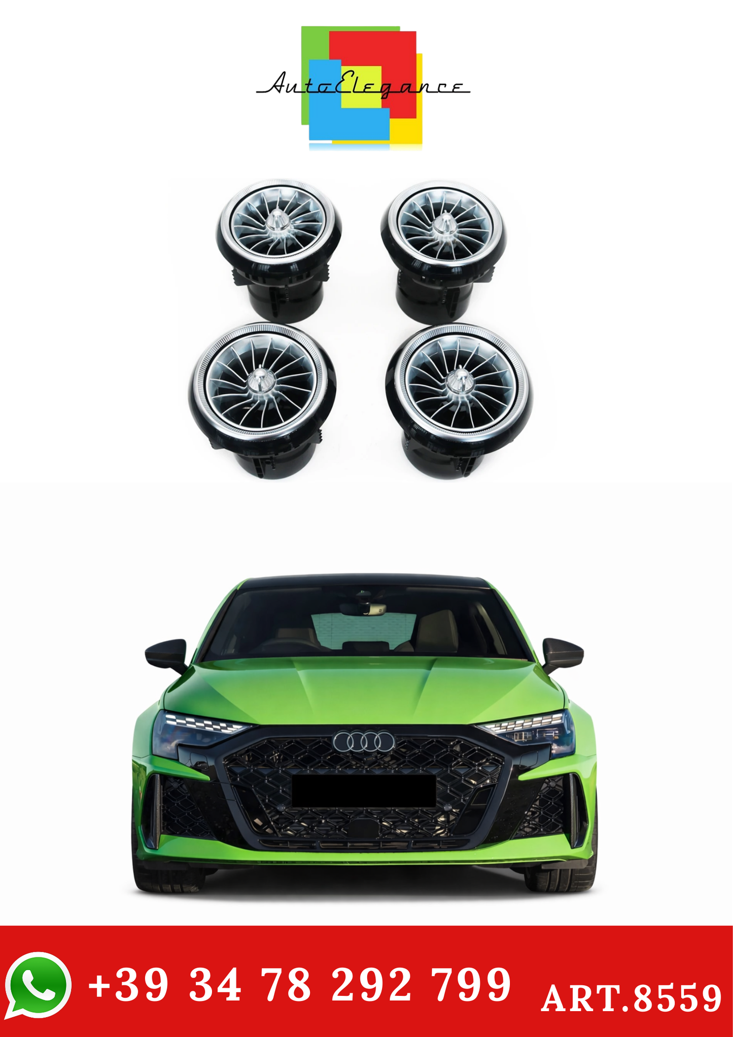 💫ART.8559 Prese d'aria Cruscotto LED per Audi A3 S3 RS3 8V 8Y 8P 2004-2020💫