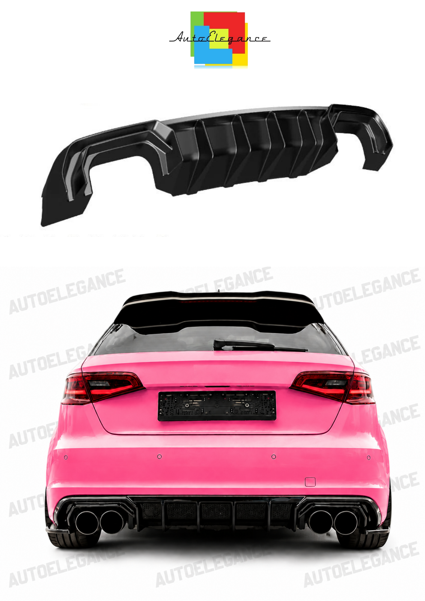 ART.2150 DIFFUSORE AUDI A3 8V 2012-2016 SLINE S3 NERO LUCIDO 2+2