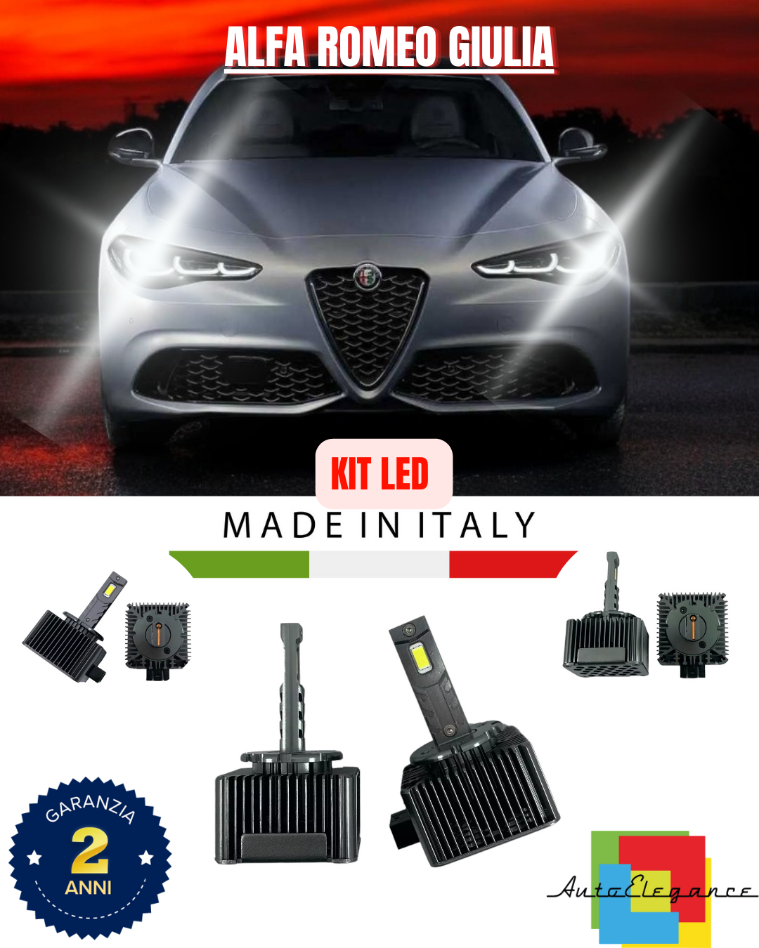 ❤️ LAMPADE ANABBAGLIANTI D3S KIT LED 6000K ADATTO PER ALFA ROMEO GIULIA❤️