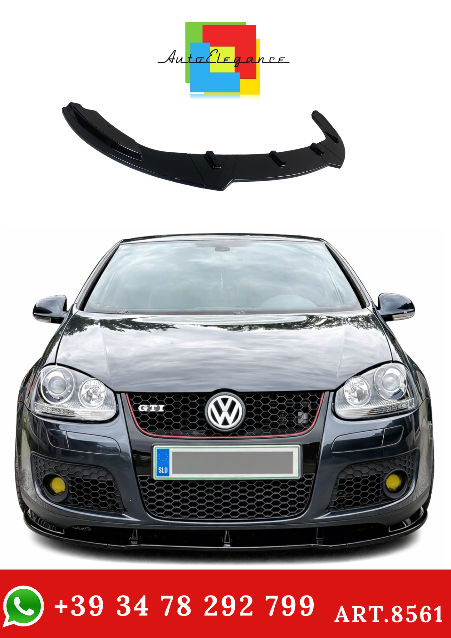 💫ART.8561 Splitter Anteriore (3PZ) Stile Maxton per VW Golf 5 MK5 GTI 2005-2008💫