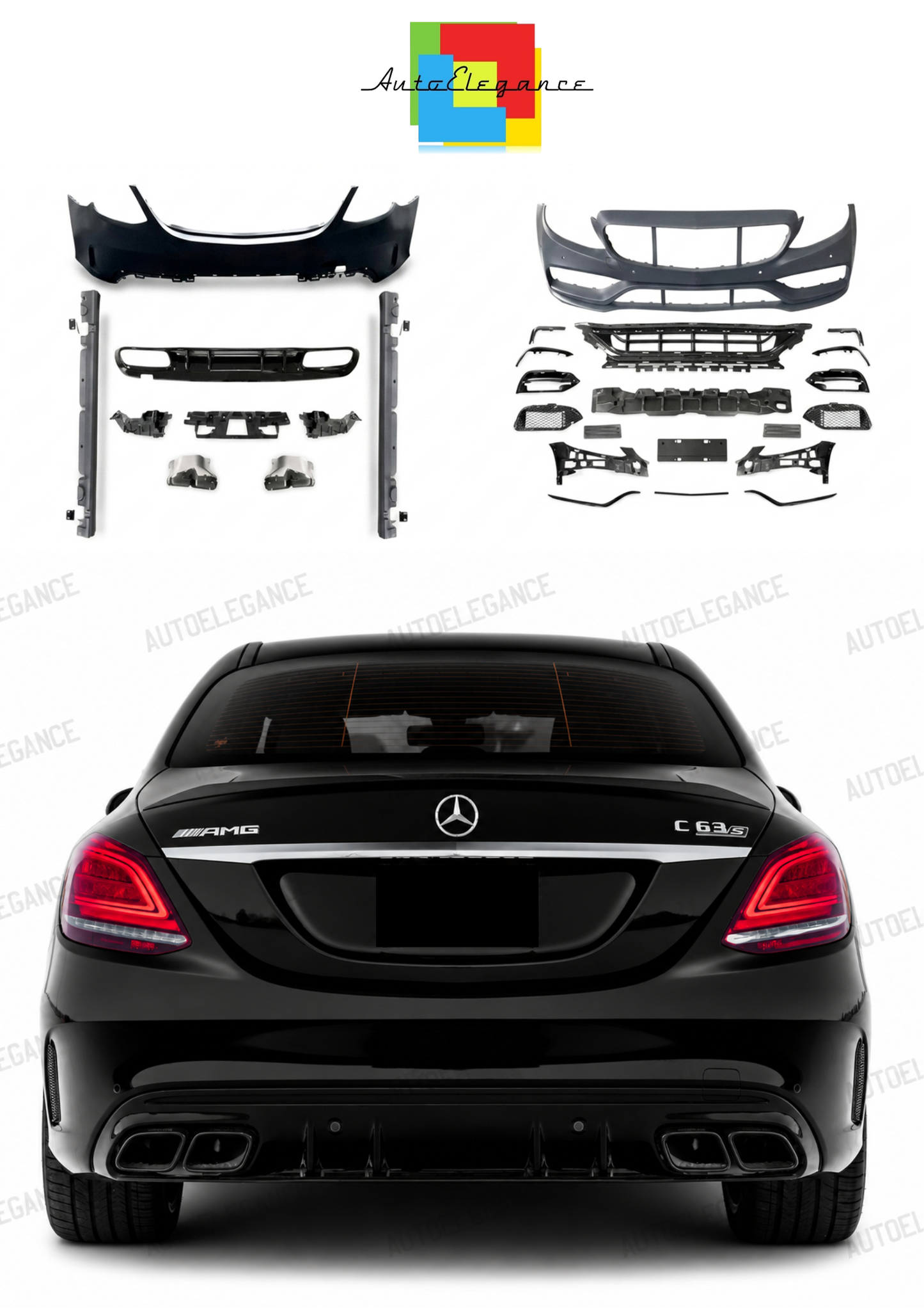 💫ART.10384 Bodykit Stile C63 AMG per Mercedes C Class (W205) Sedan (2014-2021)💫