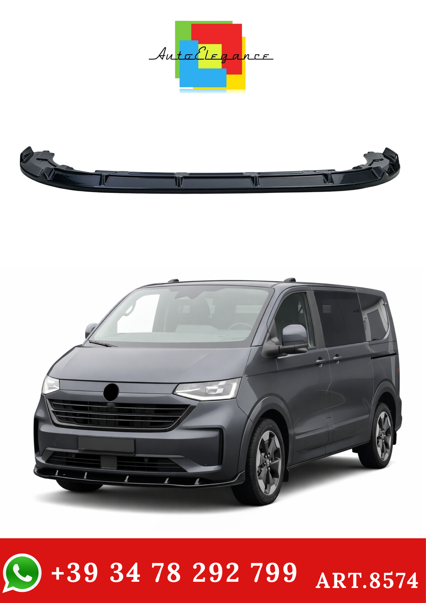 💫ART.8574 Splitter Posteriore Nero Lucido per VW T7 2024+💫