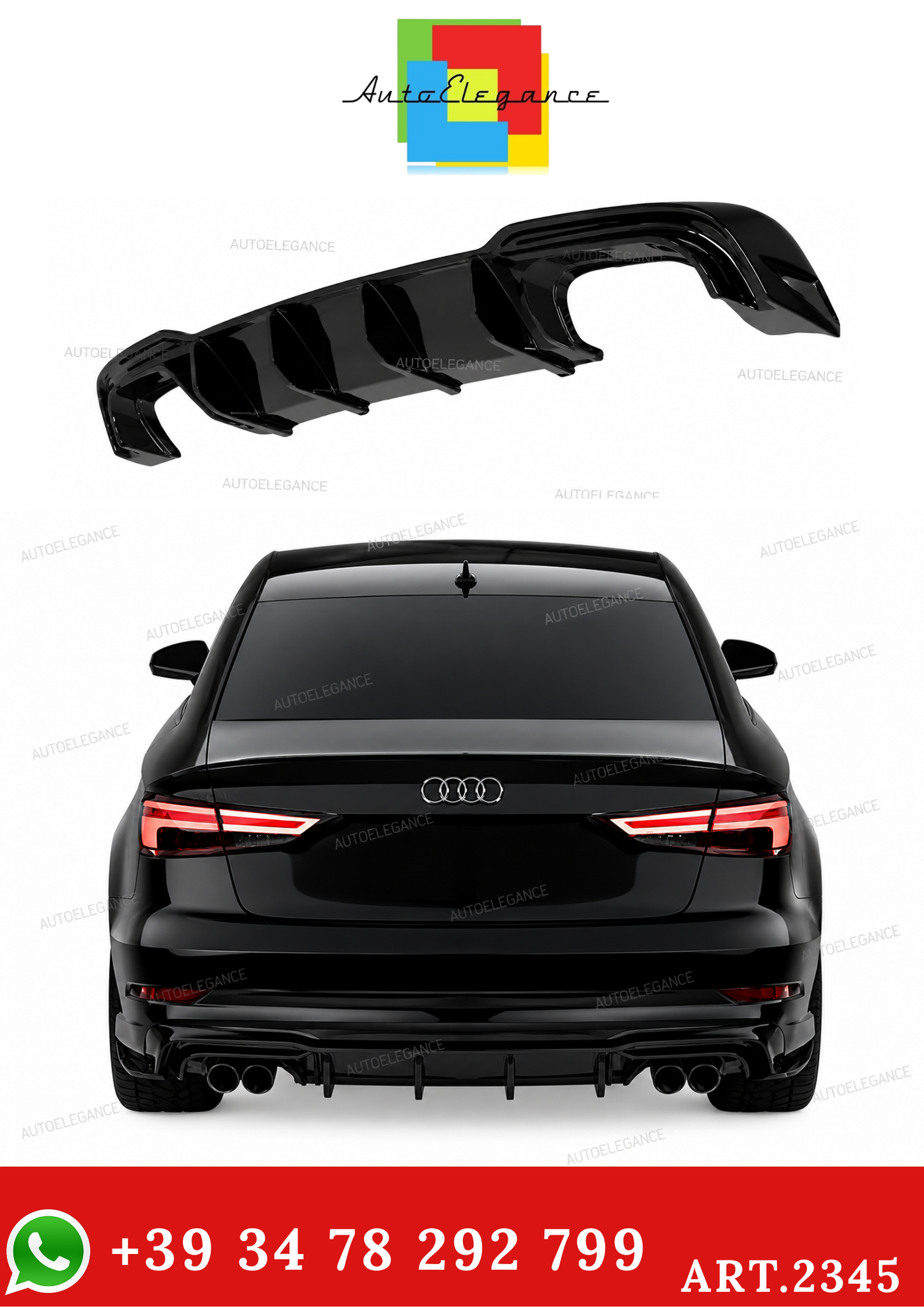 ART.2345 RV-AAD-011 DIFFUSORE AUDI S3 SEDAN 8V FACELIFT 2016-2020 SLINE