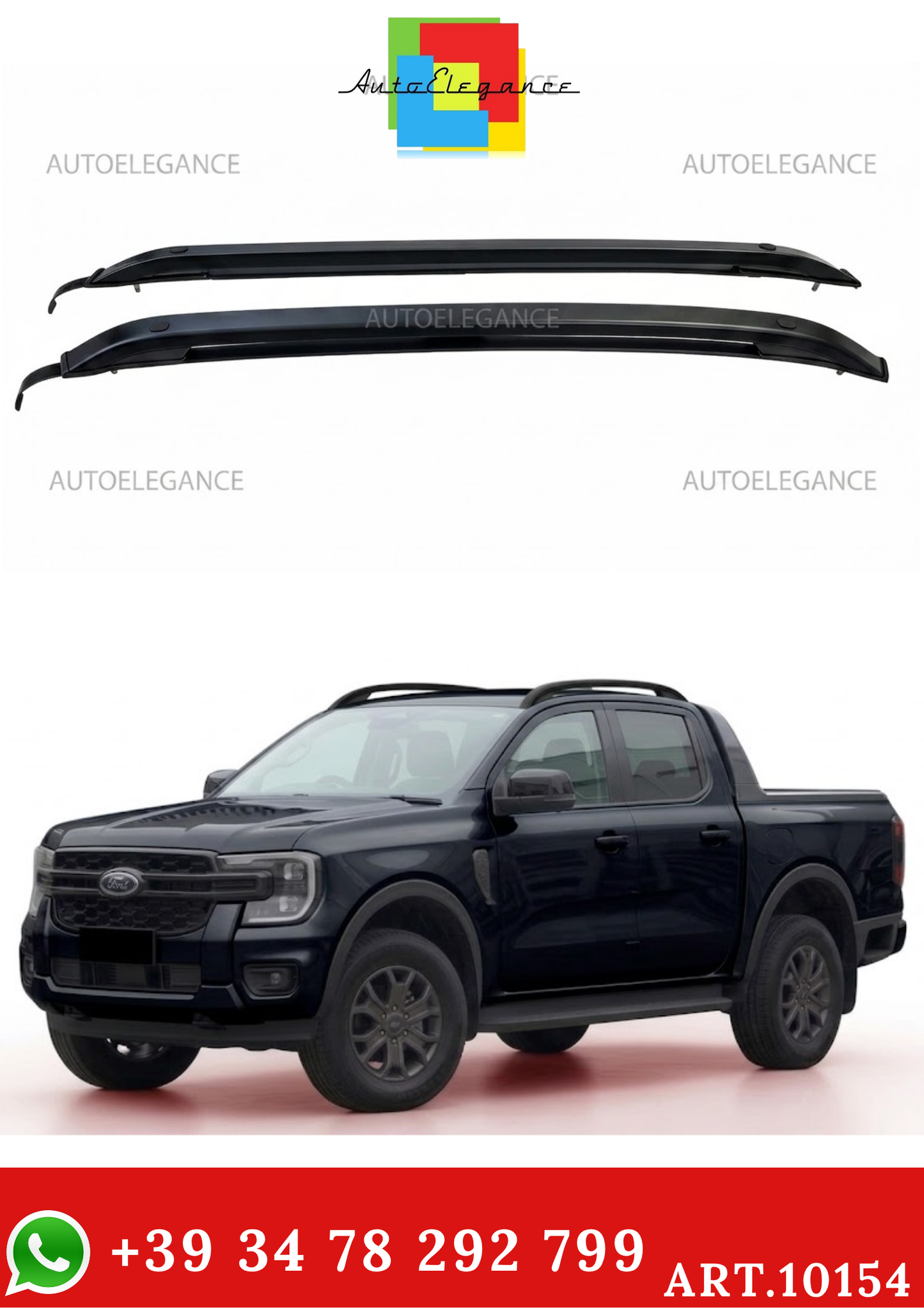 💫ART.10154 Barre Portatutto in alluminio Nero TENZO-R per Ford Ranger T9💫