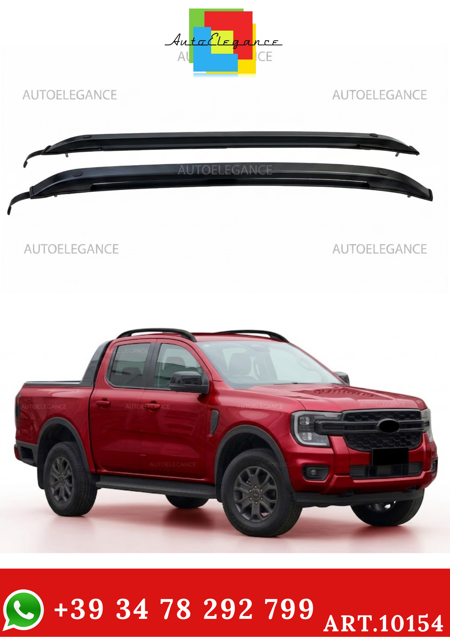 💫ART.10154 Barre Portatutto in alluminio Nero TENZO-R per Ford Ranger T9💫