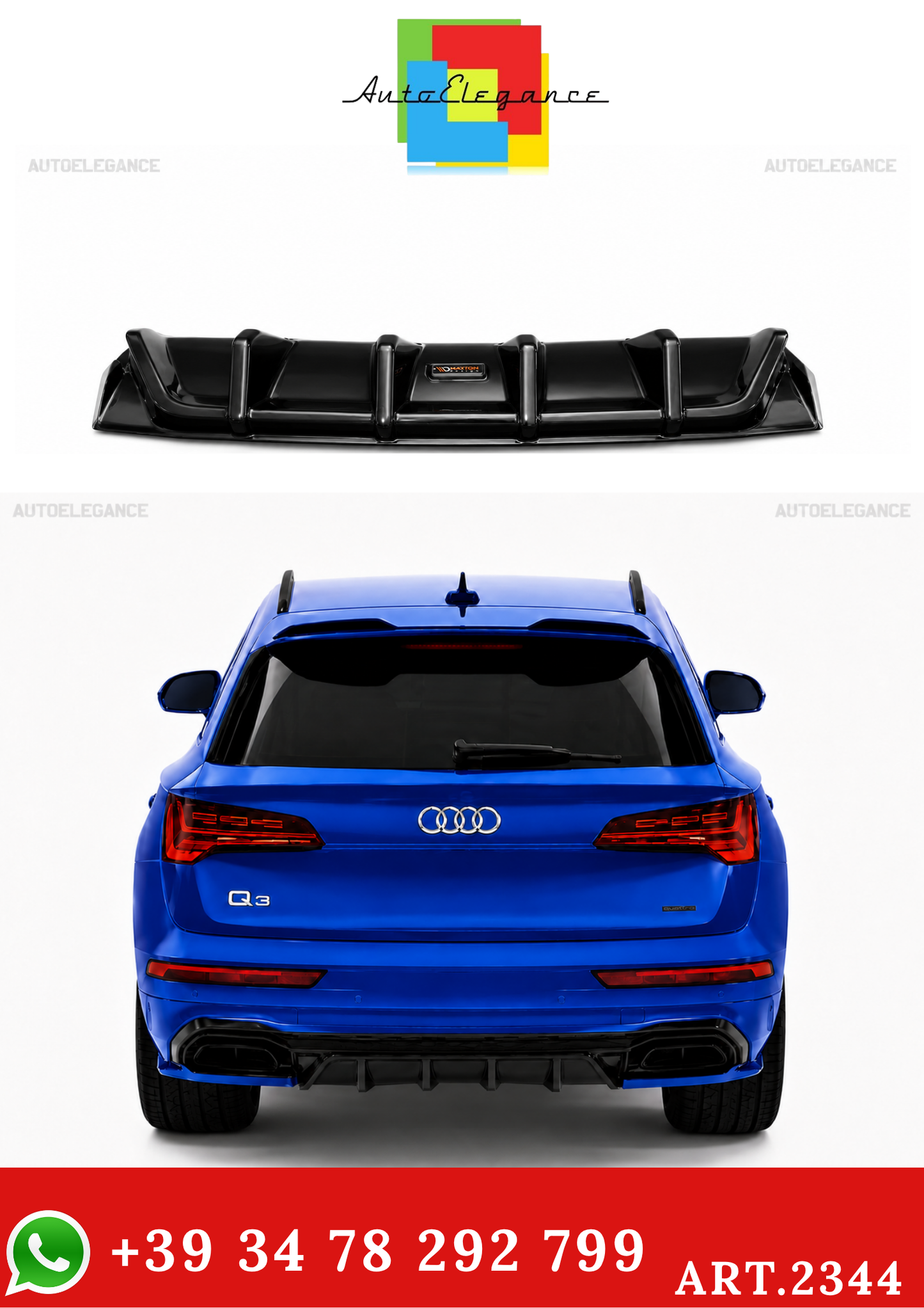 ART.2344 DIFFUSORE AUDI SQ5 Q5 S-LINE SUV SPORTBACK MK2 FACELIFT 2020-2024