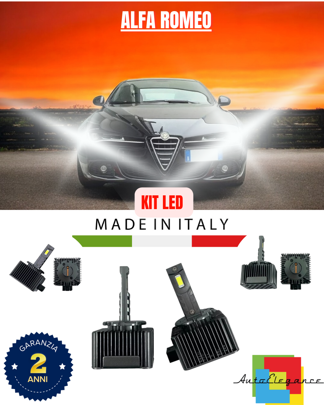 ❤️ LAMPADE ANABBAGLIANTI D1S KIT LED 6000K ADATTO PER ALFA ROMEO❤️