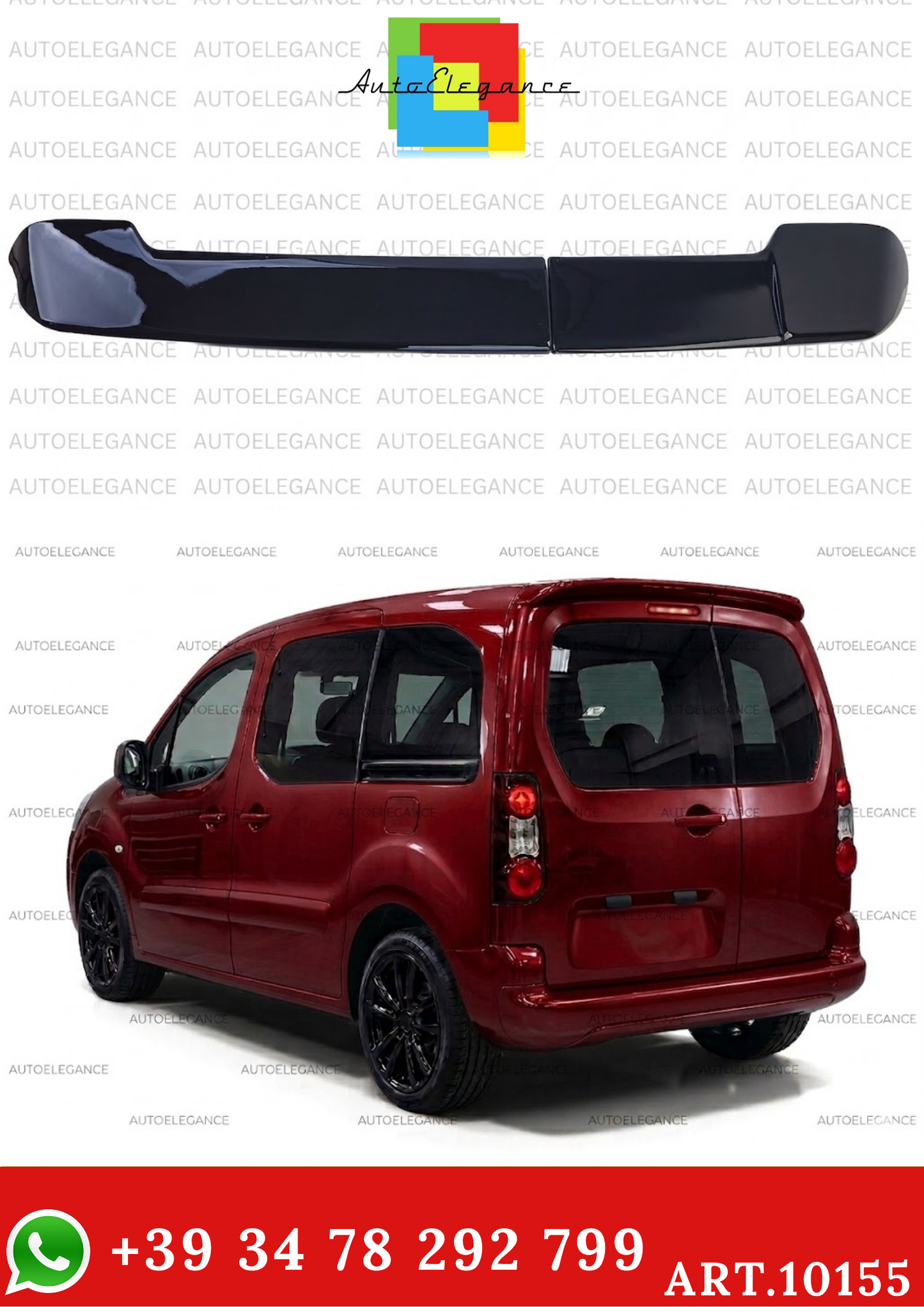 💫ART.10155 Spoiler sul Tetto Nero Lucido - Peugeot Partner / Citroën Berlingo💫