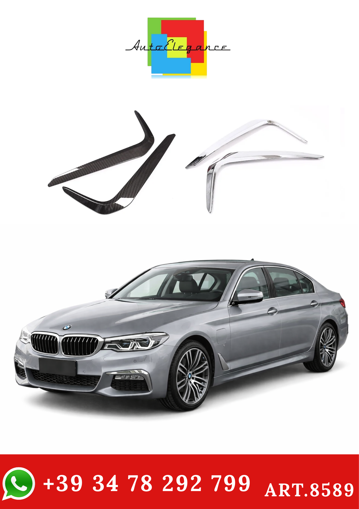 💫ART.8589 Chiusura Copertura Fendinebbia argendo / carbon Per BMW Serie 5 G30💫