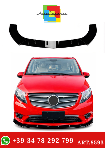 💫ART.8593 3pz Splitter Anteriore Per Mercedes Classe V 2016-2023 Nero Lucido💫