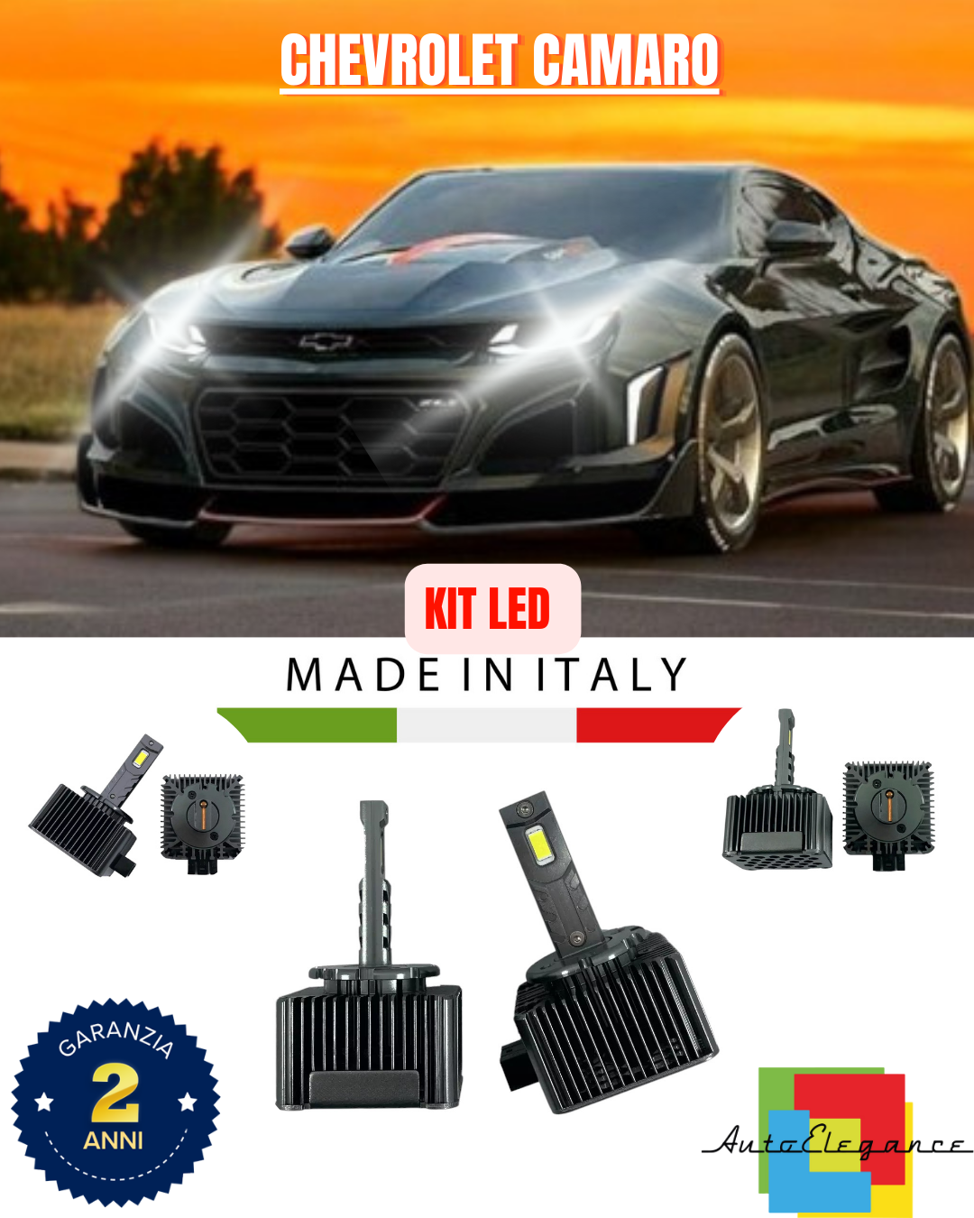 ❤️ LAMPADE ANABBAGLIANTI D3S KIT LED 6000K ADATTO PER  CHEVROLET CAMARO ❤️