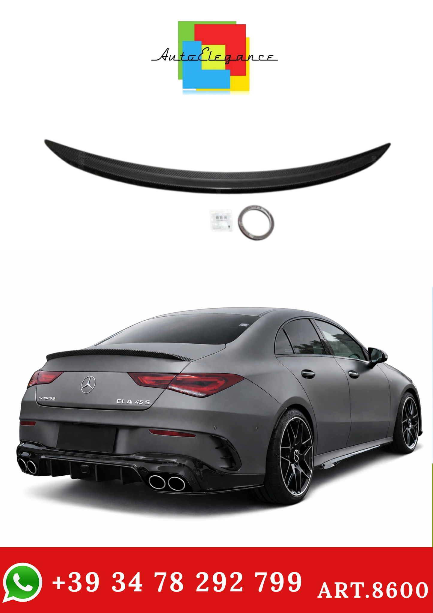 💫ART.8600 Spoiler Posteriore Carbon Look Per Mercedes Benz CLA 2019-2024💫