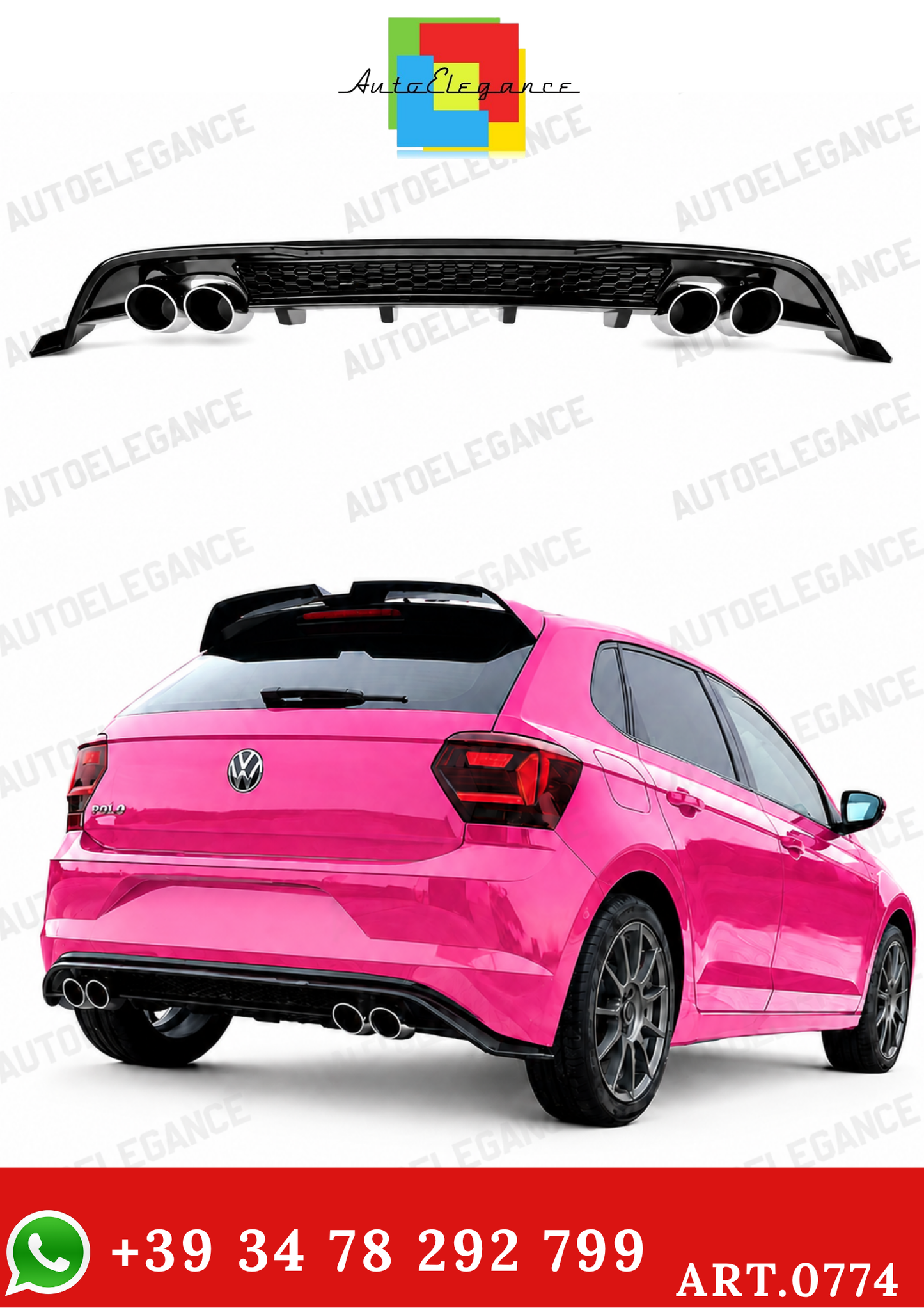 ⭐ 0774 Diffuser suitable for polo aw1 lift restyling glossy black double outlet⭐ 
