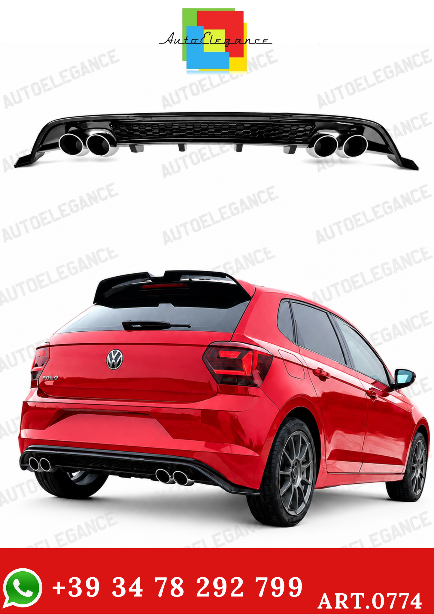 ART. 0774 DIFFUSORE POLO AW1 2017-2022 LOOK GTI NERO LUCIDO