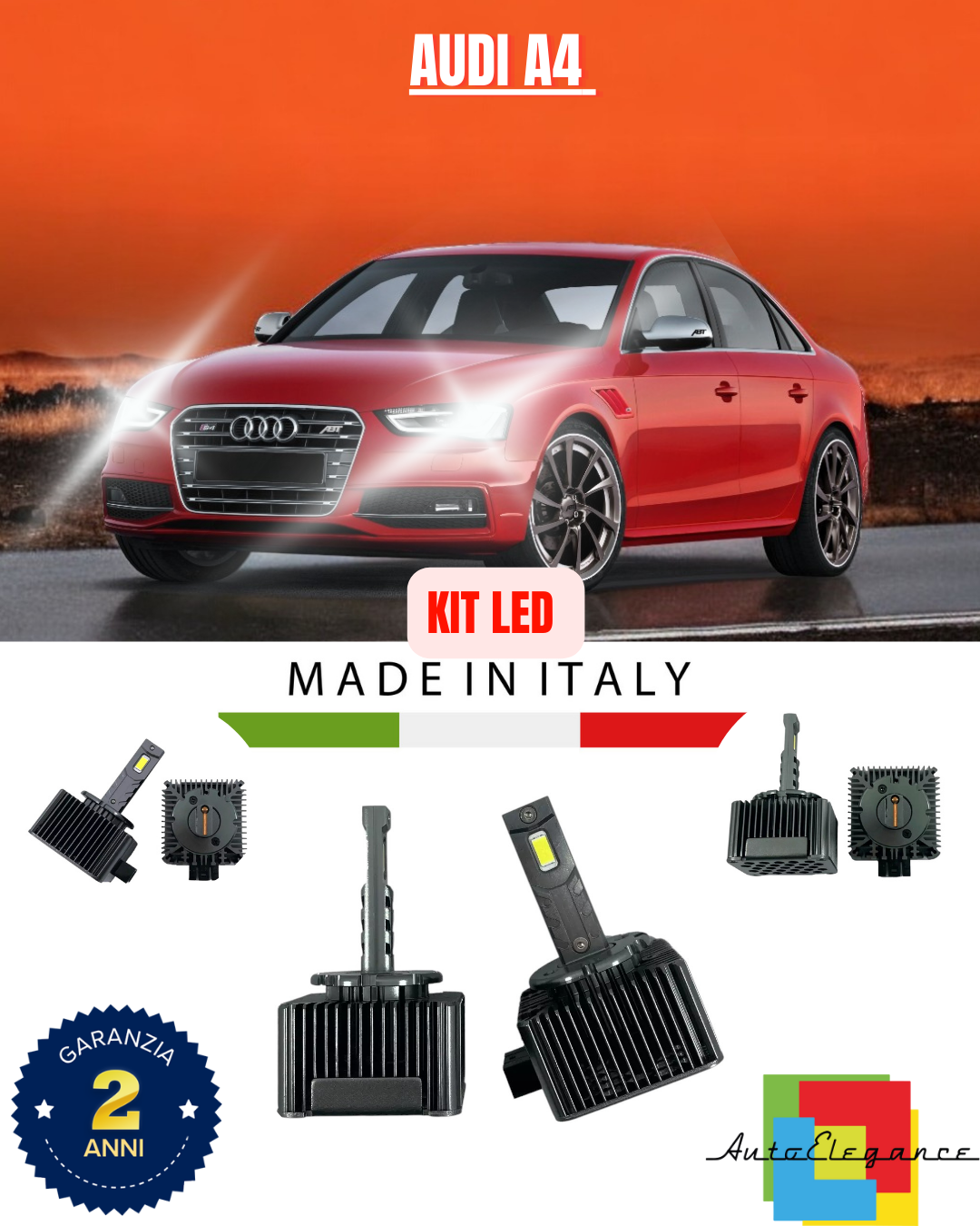 ❤️ LAMPADE ANABBAGLIANTI D3S KIT LED 6000K ADATTO PER  AUDI A4 ❤️
