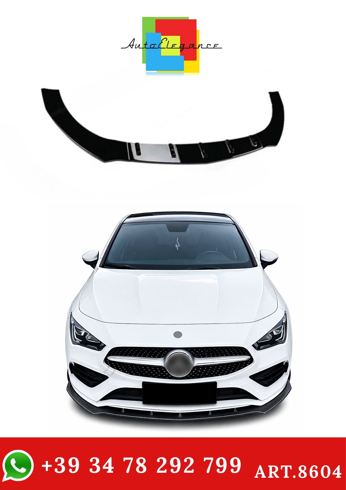 💫ART.8604 Splitter Anteriore (Nero Lucido) per Mercedes Benz CLA 2019-2023💫