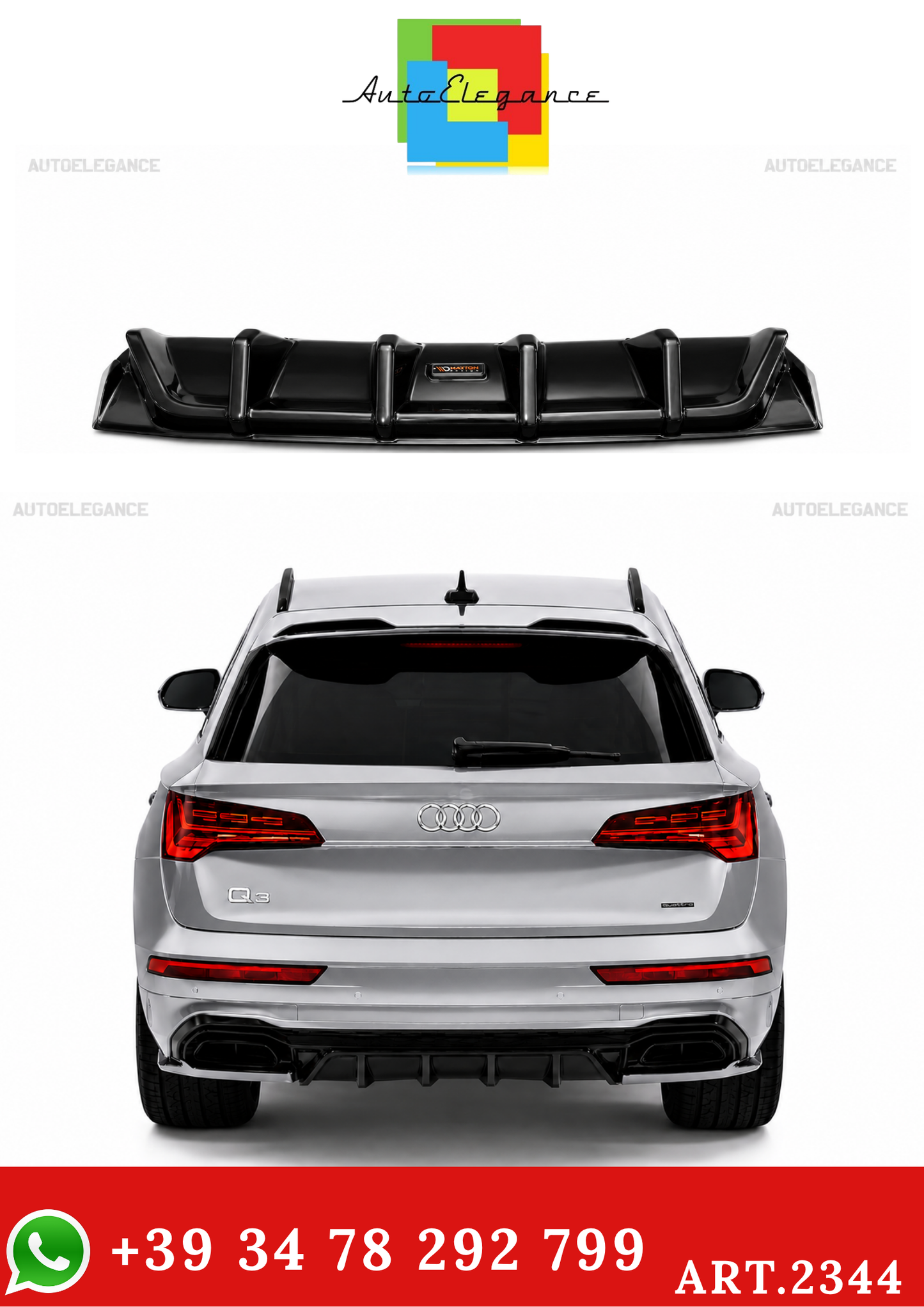 ART.2344 DIFFUSORE AUDI SQ5 Q5 S-LINE SUV SPORTBACK MK2 FACELIFT 2020-2024