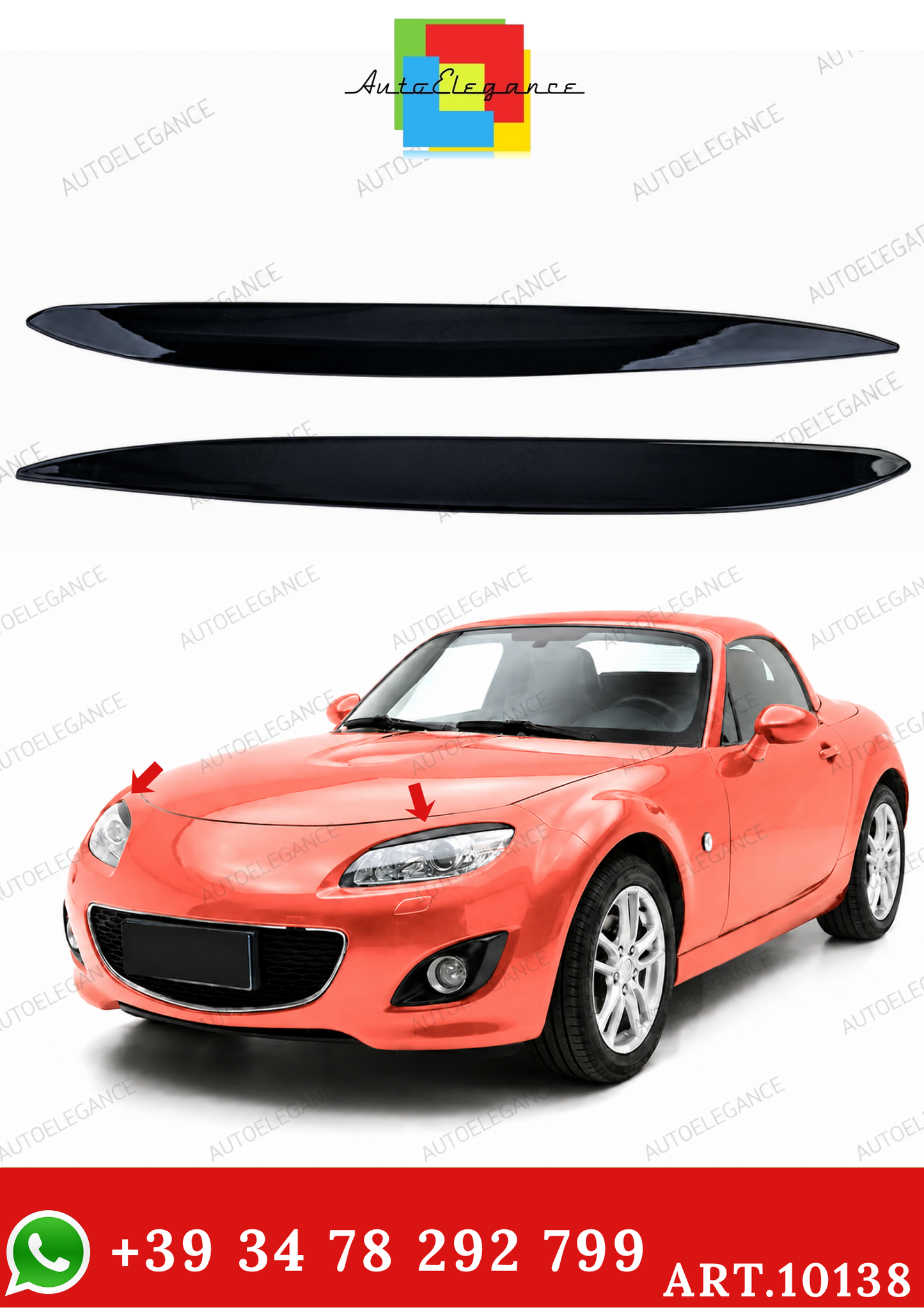 💫ART.10138 Cover Copri Fari “Evil Eye” Nero Lucido for Mazda MX-5 NC 08–15💫