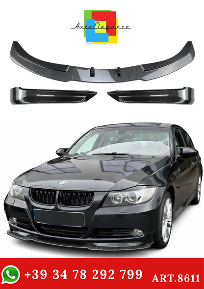 💫ART.8611 Splitter Anteriore Look Carbonio Per BMW Serie 3 E90 E91 2005-2008 Pre-Facelift💫