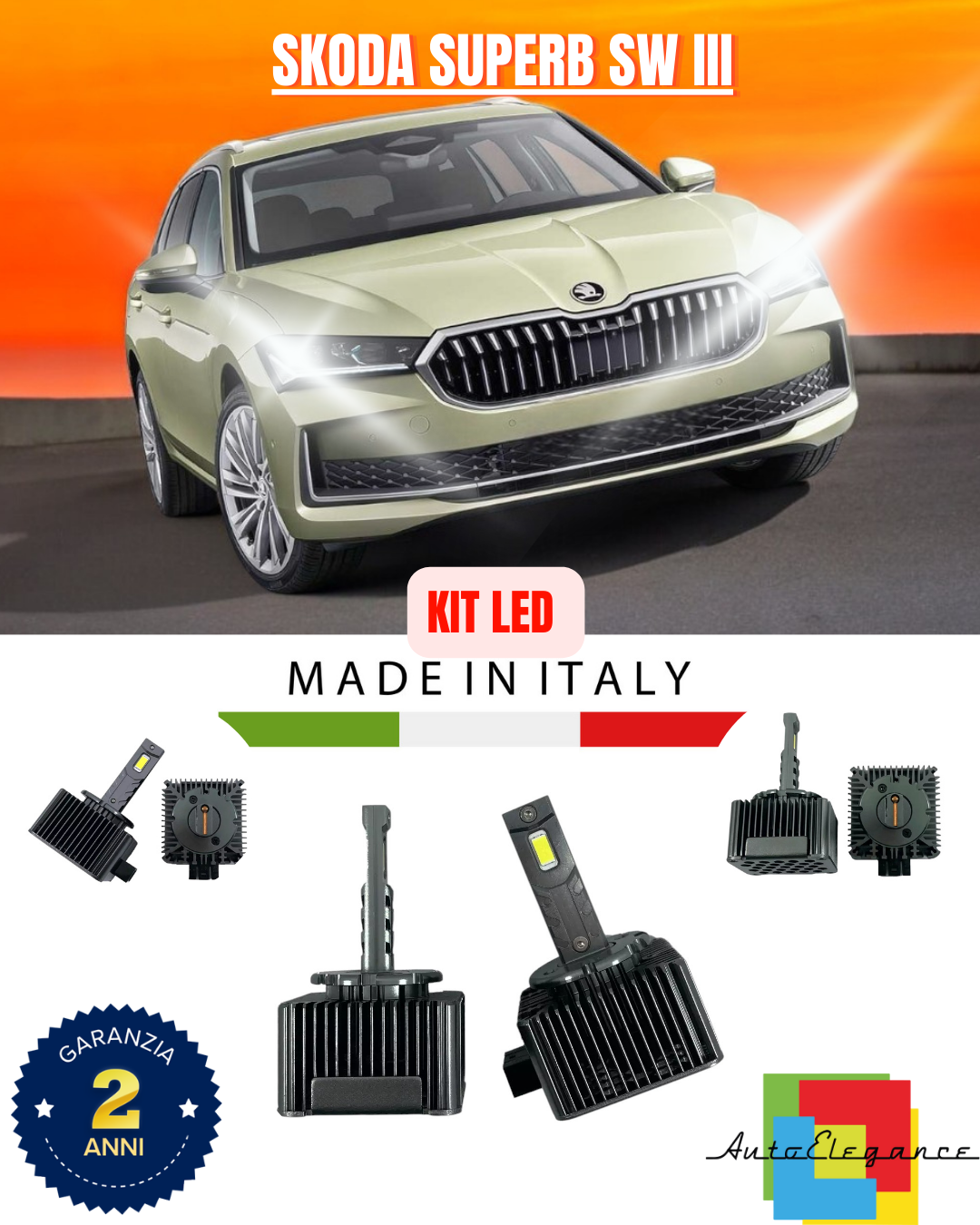 ❤️ LAMPADE ANABBAGLIANTI D3S KIT LED 6000K ADATTO PER SKODA SUPERB SW III❤️