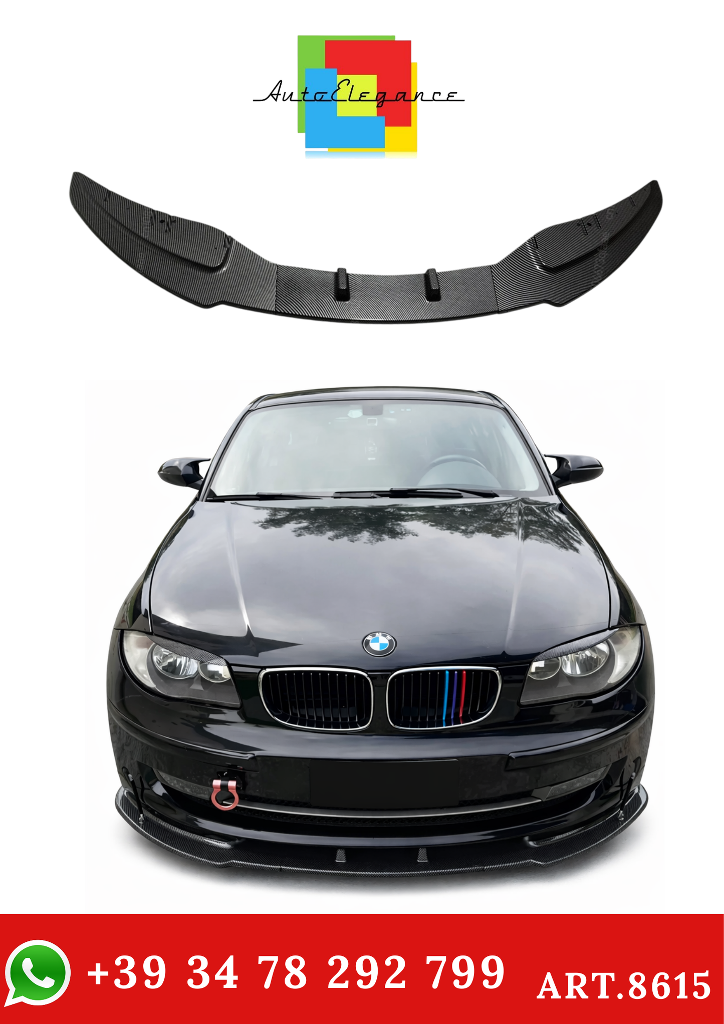 💫ART.8615 Splitter Anteriore Look Carbonio Per BMW Serie 1 E81 E82 E87 E88 07-11 💫
