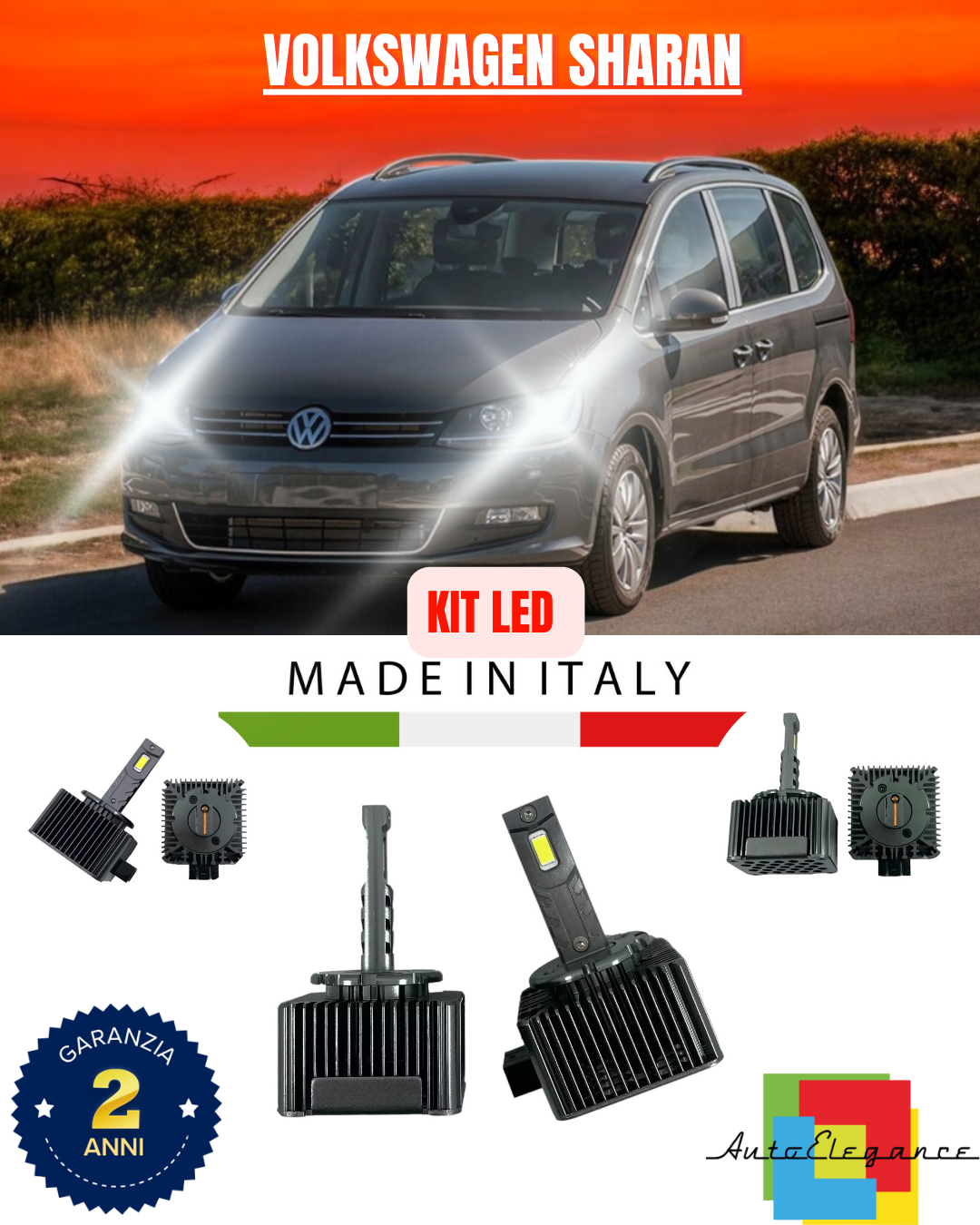 ❤️ LAMPADE ANABBAGLIANTI D3S KIT LED 6000K ADATTO PER VOLKSWAGEN SHARAN❤️